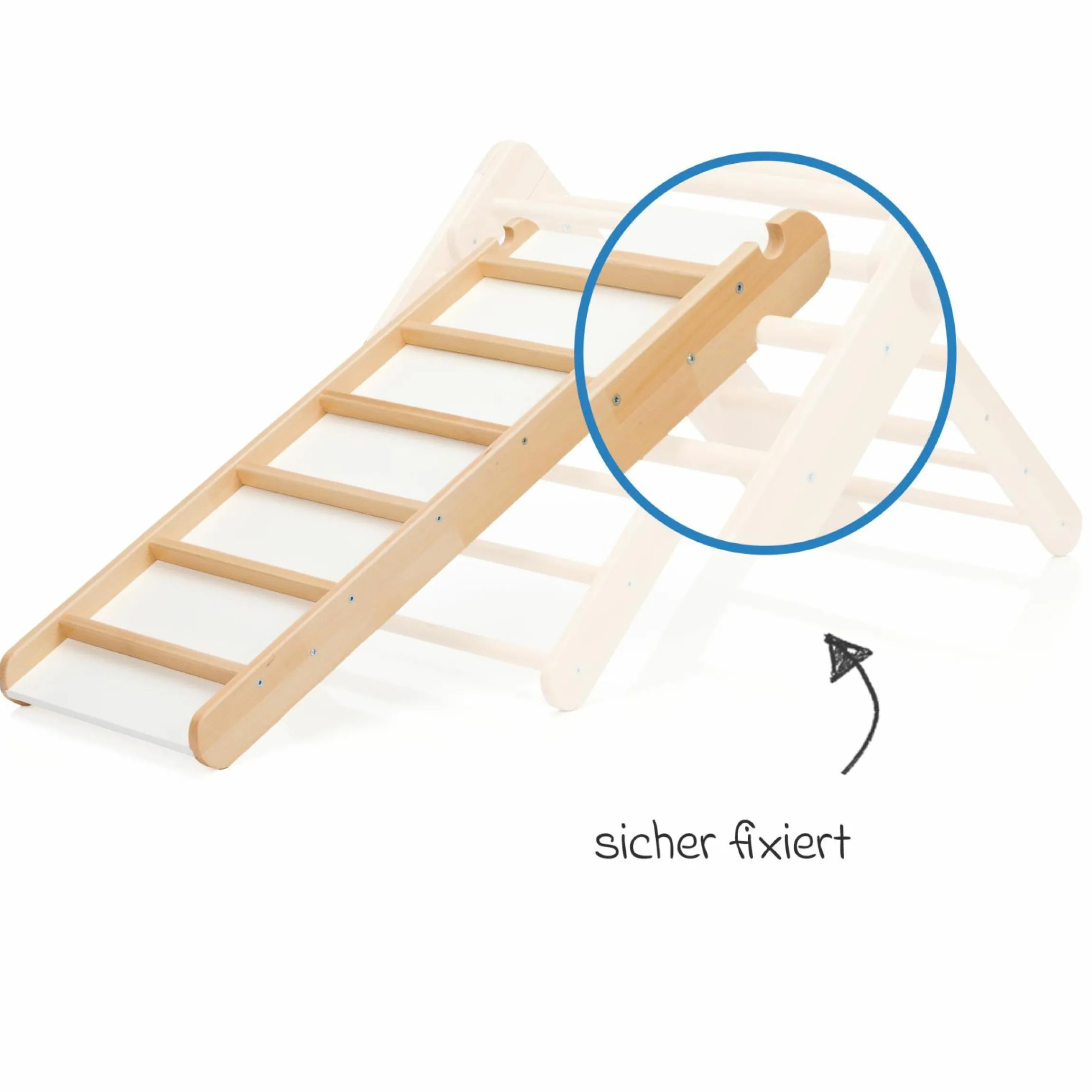 2in1 Rutschbrett und Leiter aus Buchenholz für Kletterdreieck - Natur
