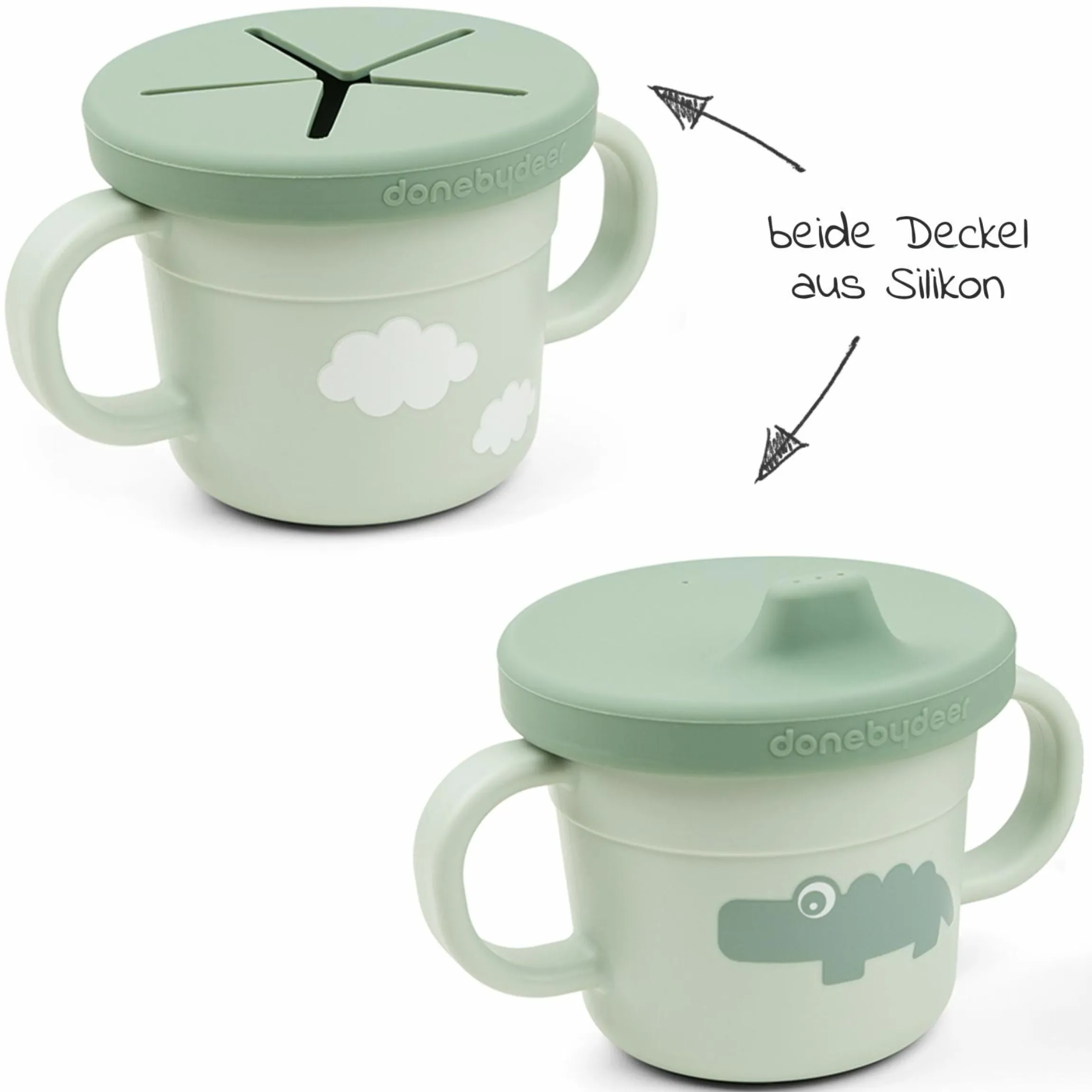 2in1 Schnabeltasse & Snackbecher Foodie - Croco - Grün