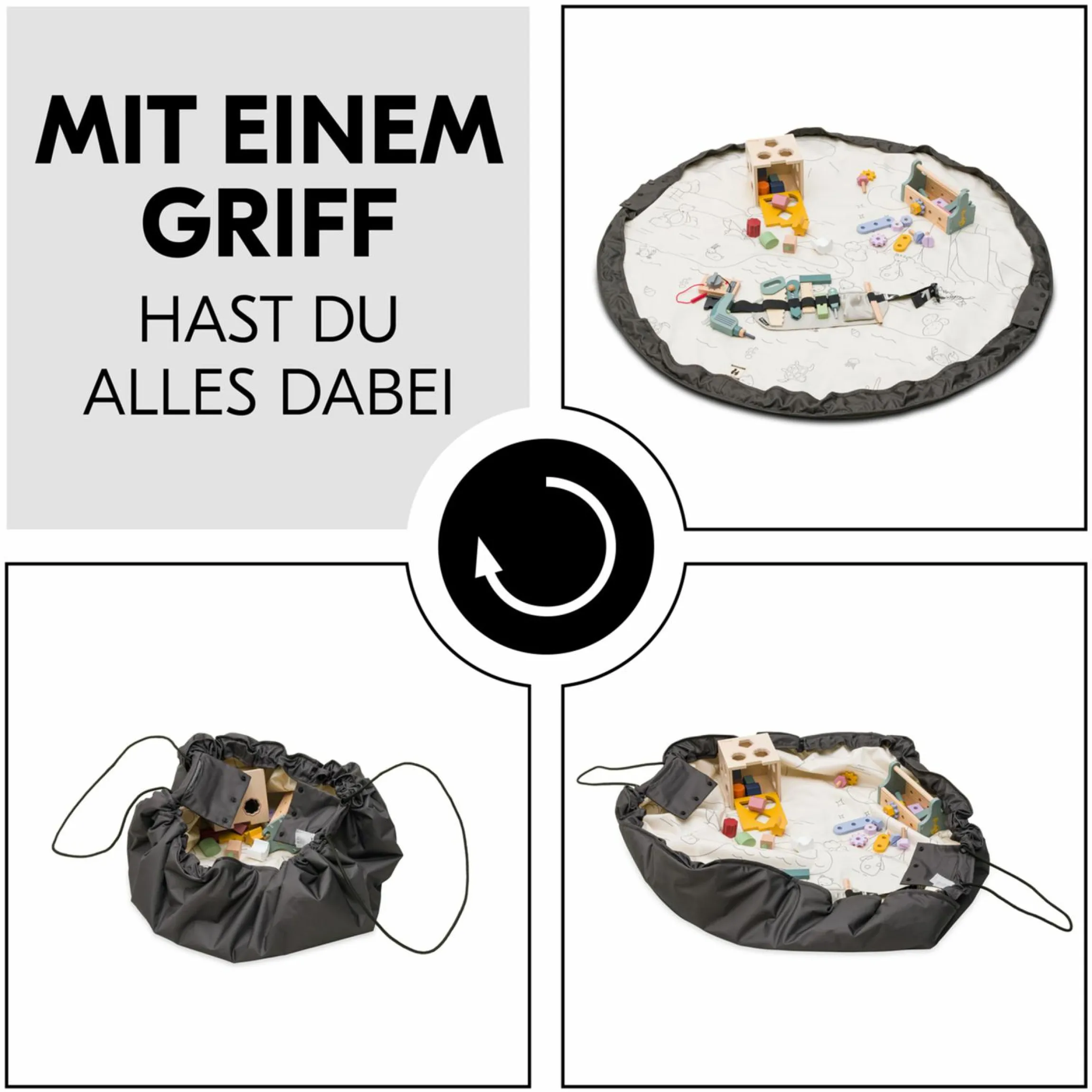 2in1 Spielmatte und Aufräumtasche Play N Tidy - Dark Grey