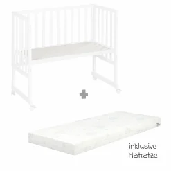 3in1 Stuben- & Beistellbett mit Canvas-Barriere + safe asleep Matratze mit 90 x 45 cm 47 x 99,5 cm - Weiß