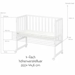 3in1 Stuben- & Beistellbett mit Canvas-Barriere + safe asleep Matratze mit 90 x 45 cm 47 x 99,5 cm - Weiß