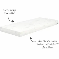 3in1 Stuben- & Beistellbett mit Canvas-Barriere + safe asleep Matratze mit 90 x 45 cm 47 x 99,5 cm - Weiß