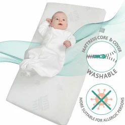 3in1 Stuben- & Beistellbett mit Canvas-Barriere + safe asleep Matratze mit 90 x 45 cm 47 x 99,5 cm - Weiß