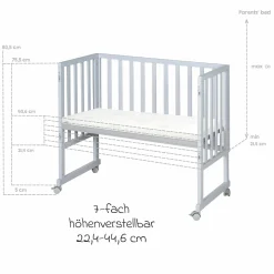 3in1 Stuben- & Beistellbett mit Canvas-Barriere + safe asleep Matratze mit 90 x 45 cm 47 x 99,5 cm - Taupe