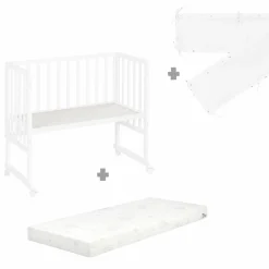 3in1 Stubenbett, Beistellbett, Bank & Matratze & Nestchen Roba Style - Silbergrau - Weiß
