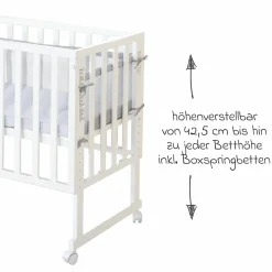 3in1 Stubenbett, Beistellbett, Bank & Matratze & Nestchen Roba Style - Silbergrau - Weiß