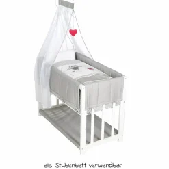 4in1 Stubenbett, Beistellbett, Wiege und Bank & Textile-Ausstattung - Adam & Eule - Weiß