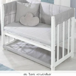 4in1 Stubenbett, Beistellbett, Wiege und Bank & Textile-Ausstattung - Adam & Eule - Weiß