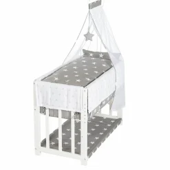 3in1 Stubenbett, Beistellbett, Bank & Textile-Ausstattung - Little Stars - Weiß