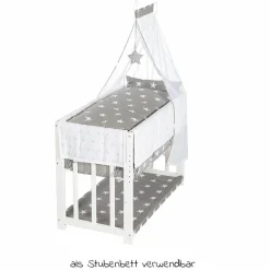 3in1 Stubenbett, Beistellbett, Bank & Textile-Ausstattung - Little Stars - Weiß