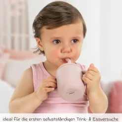 2in1 Trink- und Snackbecher mit Trinkhalm aus 100% lebensmittelechtes Silikon - Rosa