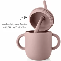 2in1 Trink- und Snackbecher mit Trinkhalm aus 100% lebensmittelechtes Silikon - Rosa