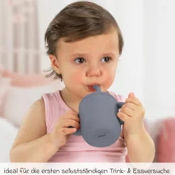 2in1 Trink- und Snackbecher mit Trinkhalm aus 100% lebensmittelechtes Silikon - Blau