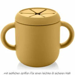 2in1 Trink- und Snackbecher mit Trinkhalm aus 100% lebensmittelechtes Silikon - Gelb