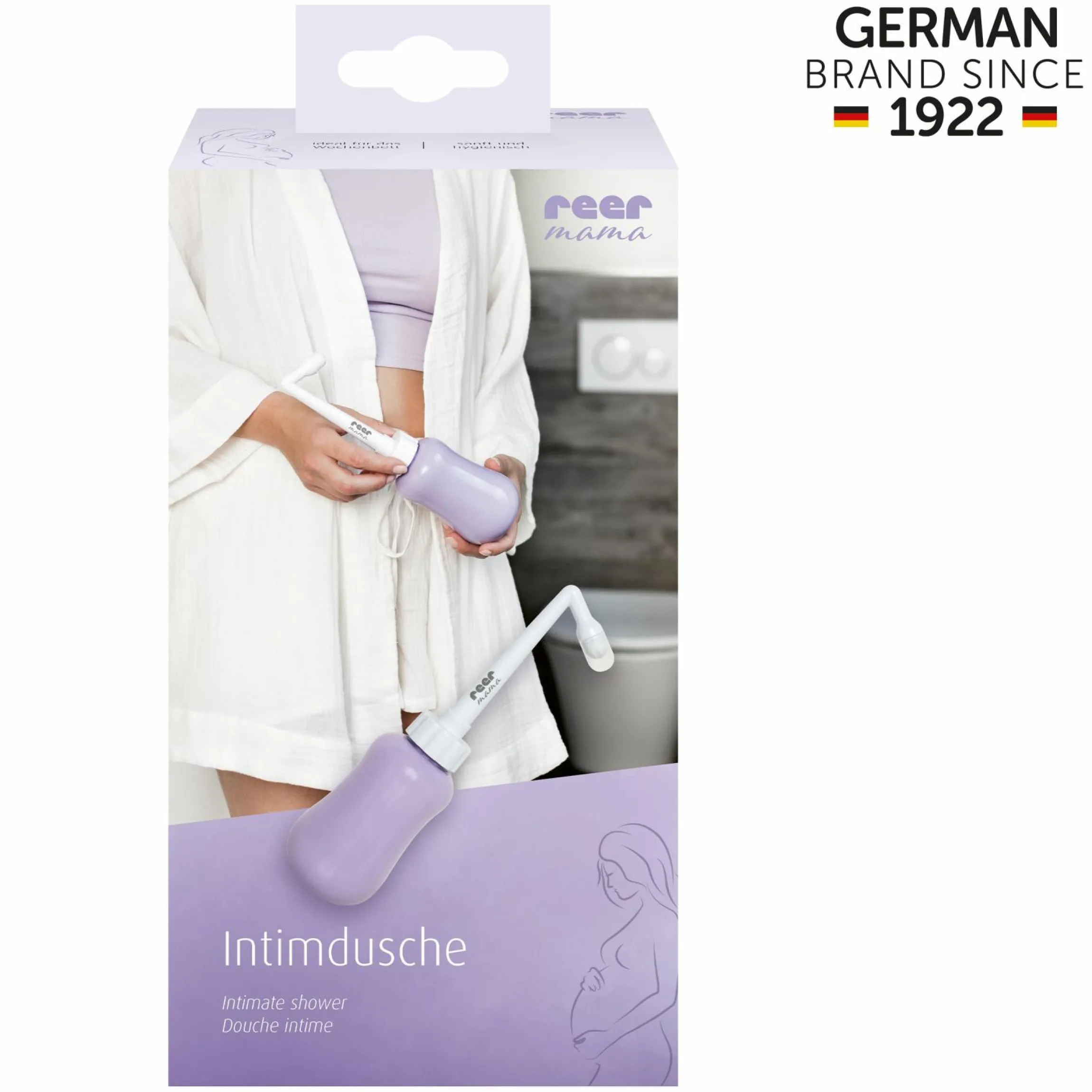 Intimdusche Mama 380 ml Füllmenge mit flexiblem Flaschekörper - Lila Weiß