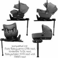 Isofix-Basisstation BASE next drehbar für Pipa next, Arra next, Todl next, Cari next - Black - Kollektion 2025