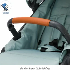Jogger & Sportwagen Run bis 22 kg belastbar mit Lufträder, Knickschieber, Liegeposition & Handbremse - Salbei Melange