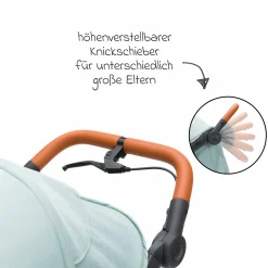 Jogger & Sportwagen Run bis 22 kg belastbar mit Lufträder, Knickschieber, Liegeposition & Handbremse - Salbei Melange