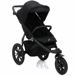 Jogger & Sportwagen Run bis 22 kg belastbar mit Lufträder, Knickschieber, Liegeposition & Handbremse - Schwarz Melange