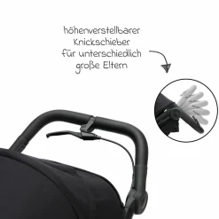Jogger & Sportwagen Run bis 22 kg belastbar mit Lufträder, Knickschieber, Liegeposition & Handbremse - Schwarz Melange