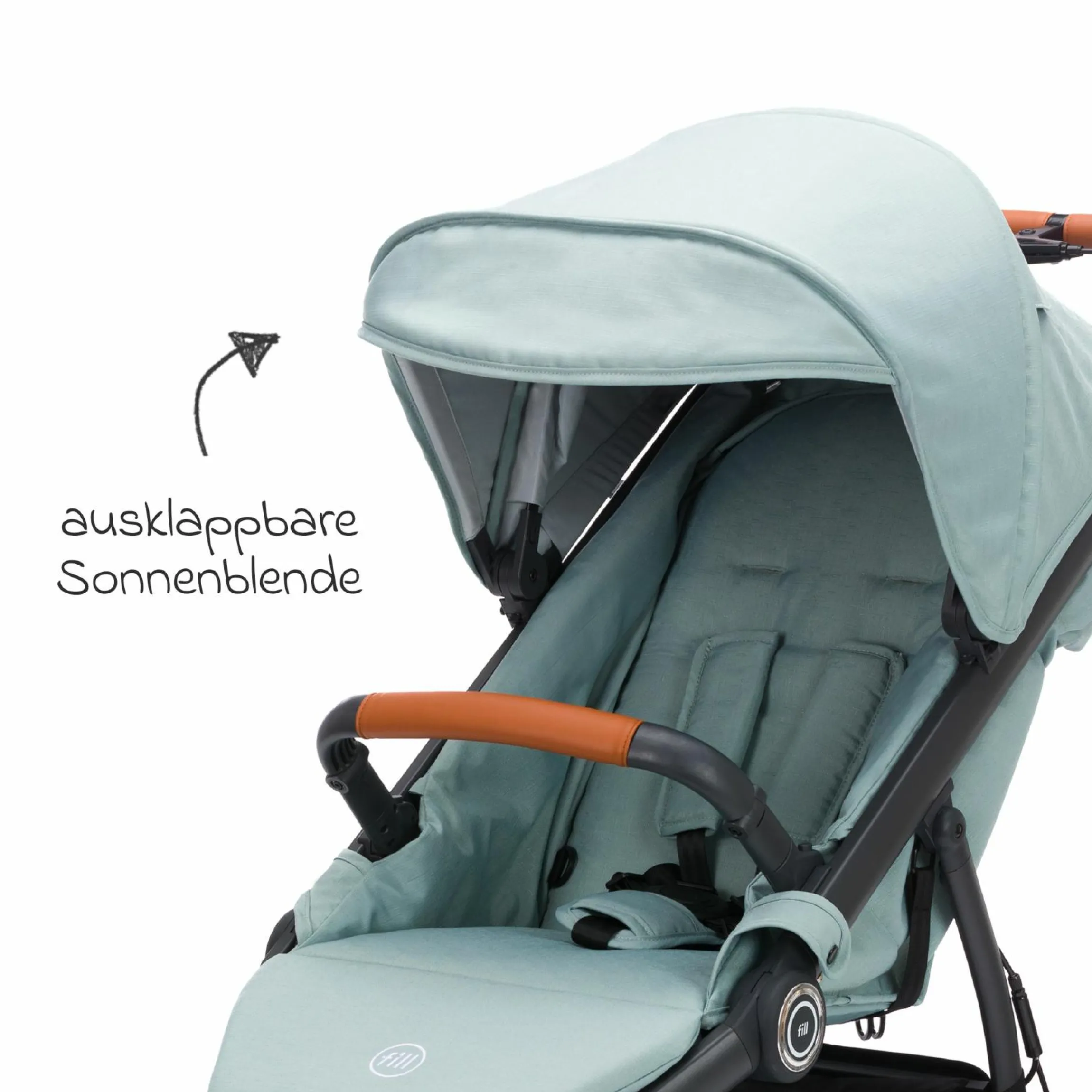 Jogger & Sportwagen Run mit Babywanne bis 22 kg belastbar mit Lufträder, Knickschieber, Liegeposition & Handbremse - Salbei Melange