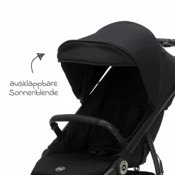 Jogger & Sportwagen Run mit Babywanne bis 22 kg belastbar mit Lufträder, Knickschieber, Liegeposition & Handbremse - Schwarz Melange