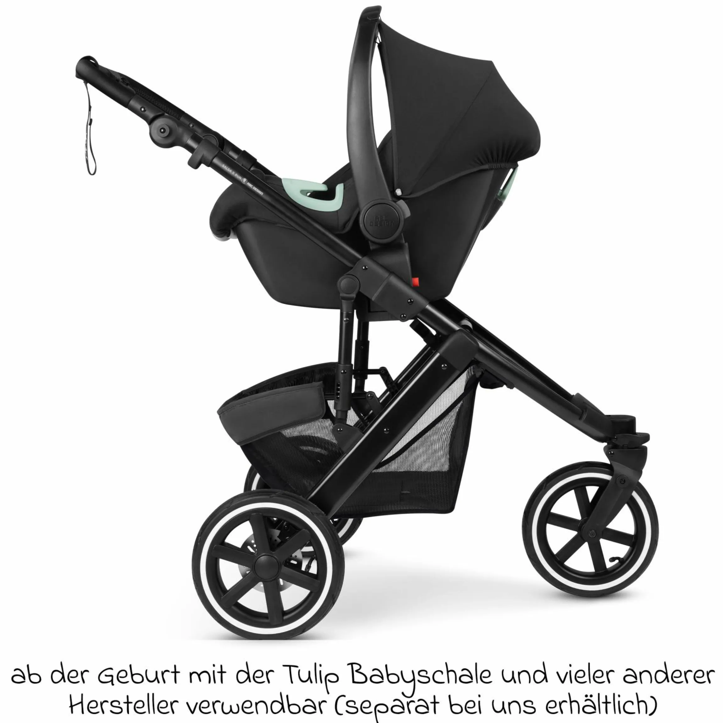 Jogger & Sportwagen Salsa 5 Run mit Sportzulassung, Luftbereifung, Sitzeinlage und Handbremse - Pure - Coal - Kollektion 2025