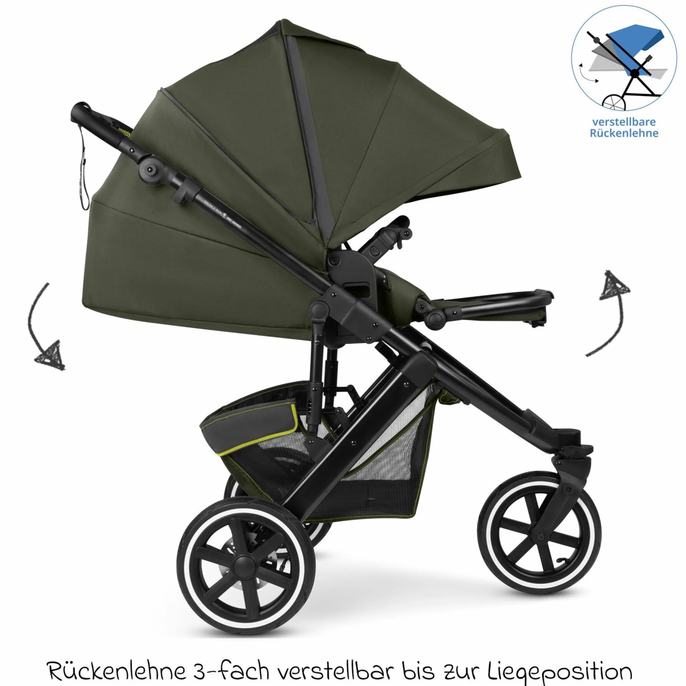 Jogger & Sportwagen Salsa 5 Run mit Sportzulassung, Luftbereifung, Sitzeinlage und Handbremse - Pure - Avocado - Kollektion 2025