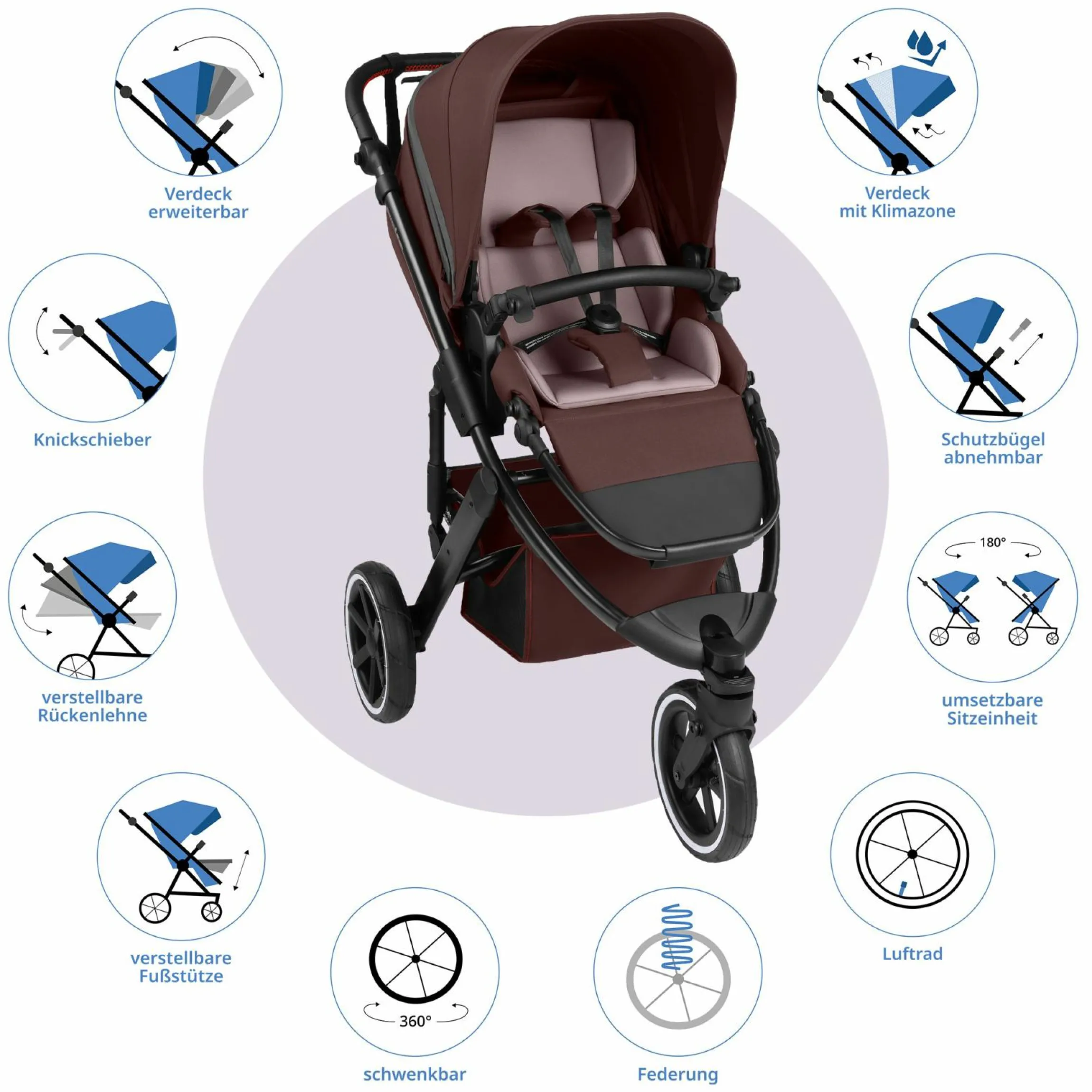 Jogger & Sportwagen Salsa 5 Run mit Sportzulassung, Luftbereifung, Sitzeinlage und Handbremse - Umbra - Kollektion 2025