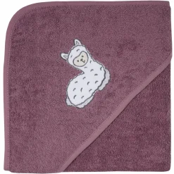 Kapuzenbadetuch 80 x 80 cm - Stickerei Lama - Mauve