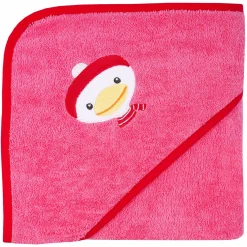 Kapuzenbadetuch 80 x 80 cm - Stickerei Ente - Pink