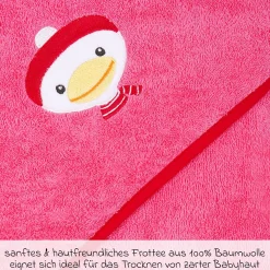 Kapuzenbadetuch 80 x 80 cm - Stickerei Ente - Pink