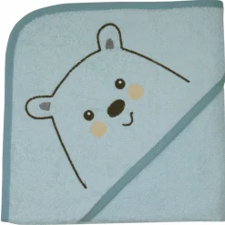 Kapuzenbadetuch 80 x 80 cm - Stickerei Eisbär - Mint