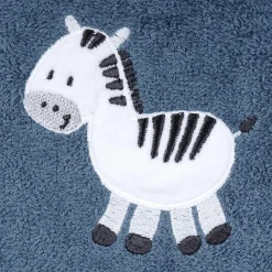 Kapuzenbadetuch 80 x 80 cm - Stickerei Zebra - Dunkelblau