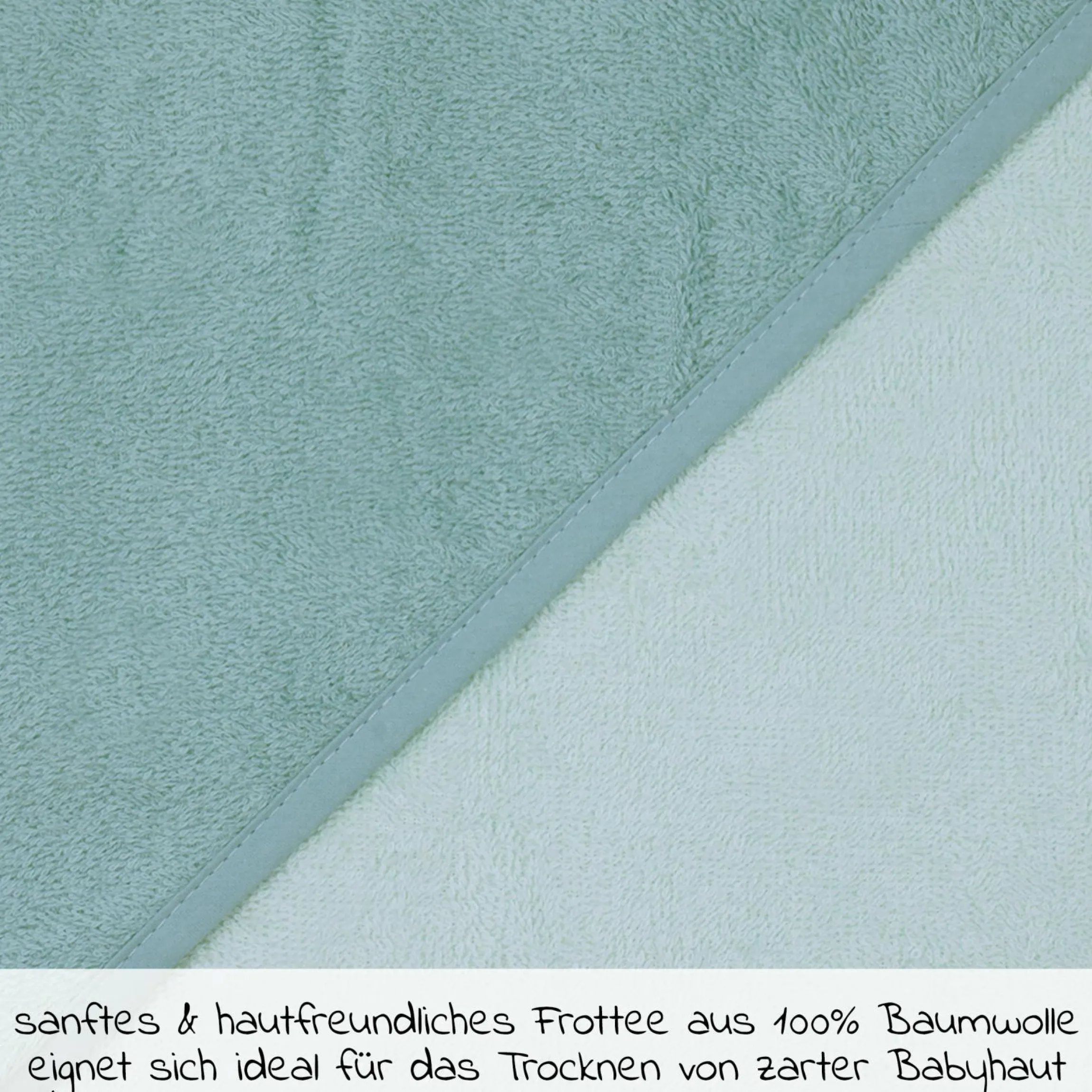 Kapuzenbadetuch 100 x 100 cm - Uni Mint Eisblau