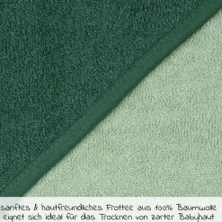 Kapuzenbadetuch 100 x 100 cm - Uni Piniengrün Hellolivgrün