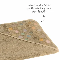 Kapuzenbadetuch Jaquard 80 x 80 cm - Dots - Brown - Kollektion 2024