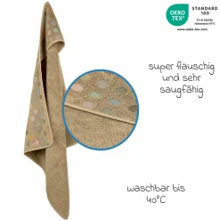 Kapuzenbadetuch Jaquard 80 x 80 cm - Dots - Brown - Kollektion 2024