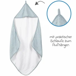 Kapuzenhandtuch aus 100% Organic Bio-Baumwolle GOTS 80 x 80 cm - Lil Planet - Türkis