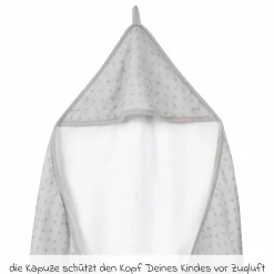 Kapuzenhandtuch aus 100% Organic Bio-Baumwolle GOTS 80 x 80 cm - Lil Planet - Grau