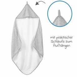 Kapuzenhandtuch aus 100% Organic Bio-Baumwolle GOTS 80 x 80 cm - Lil Planet - Grau