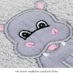 Kapuzentuch mit Nilpferdmotiv auf der Kapuze 75 x 75 cm - Hellgrau