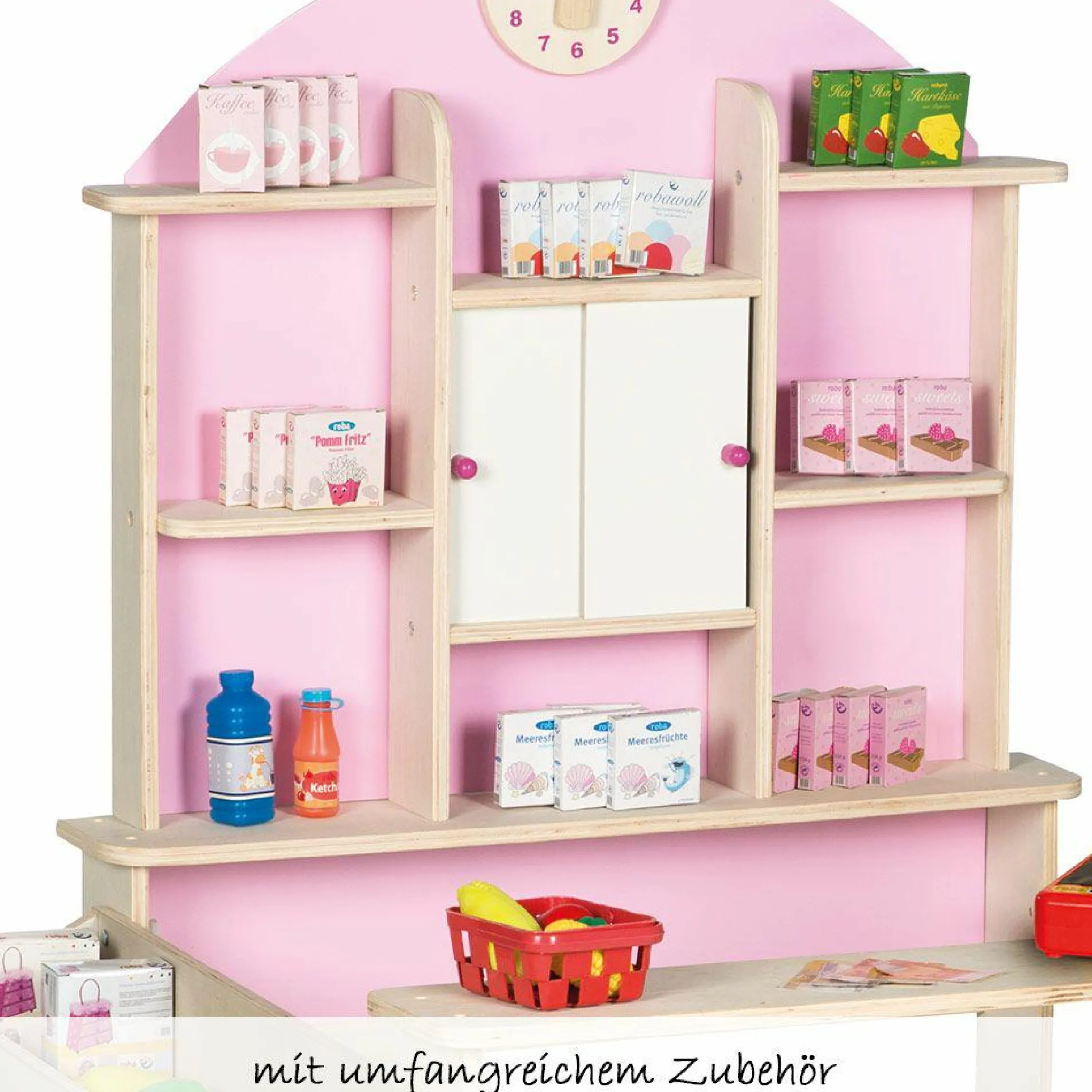 Kaufladen Minishop inkl. über 100 Teile Zubehör - Rosa