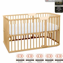 Kinderbettumbausatz für Beistellbett Maxi Comfort Plus - Natur lackiert