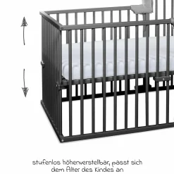 Kinderbettumbausatz für Beistellbett Boxspring Comfort Plus - Schiefergrau lackiert