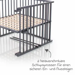Kinderbettumbausatz für Beistellbett Boxspring Comfort Plus - Schiefergrau lackiert