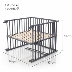 Kinderbettumbausatz für Beistellbett Boxspring Comfort Plus - Schiefergrau lackiert