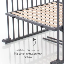 Kinderbettumbausatz für Beistellbett Maxi und Boxspring - Schiefergrau lackiert