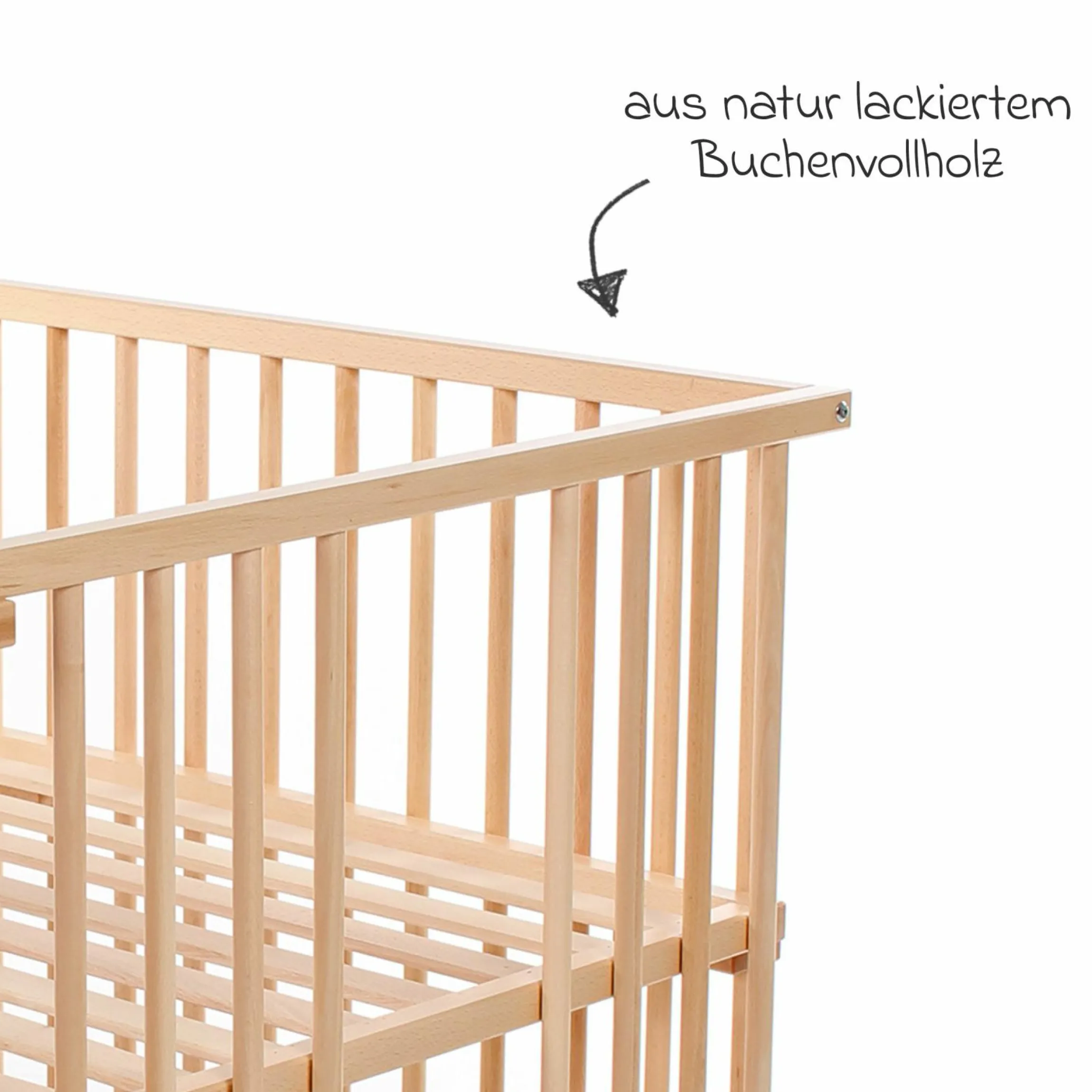 Kinderbettumbausatz für Beistellbett Original - Natur lackiert
