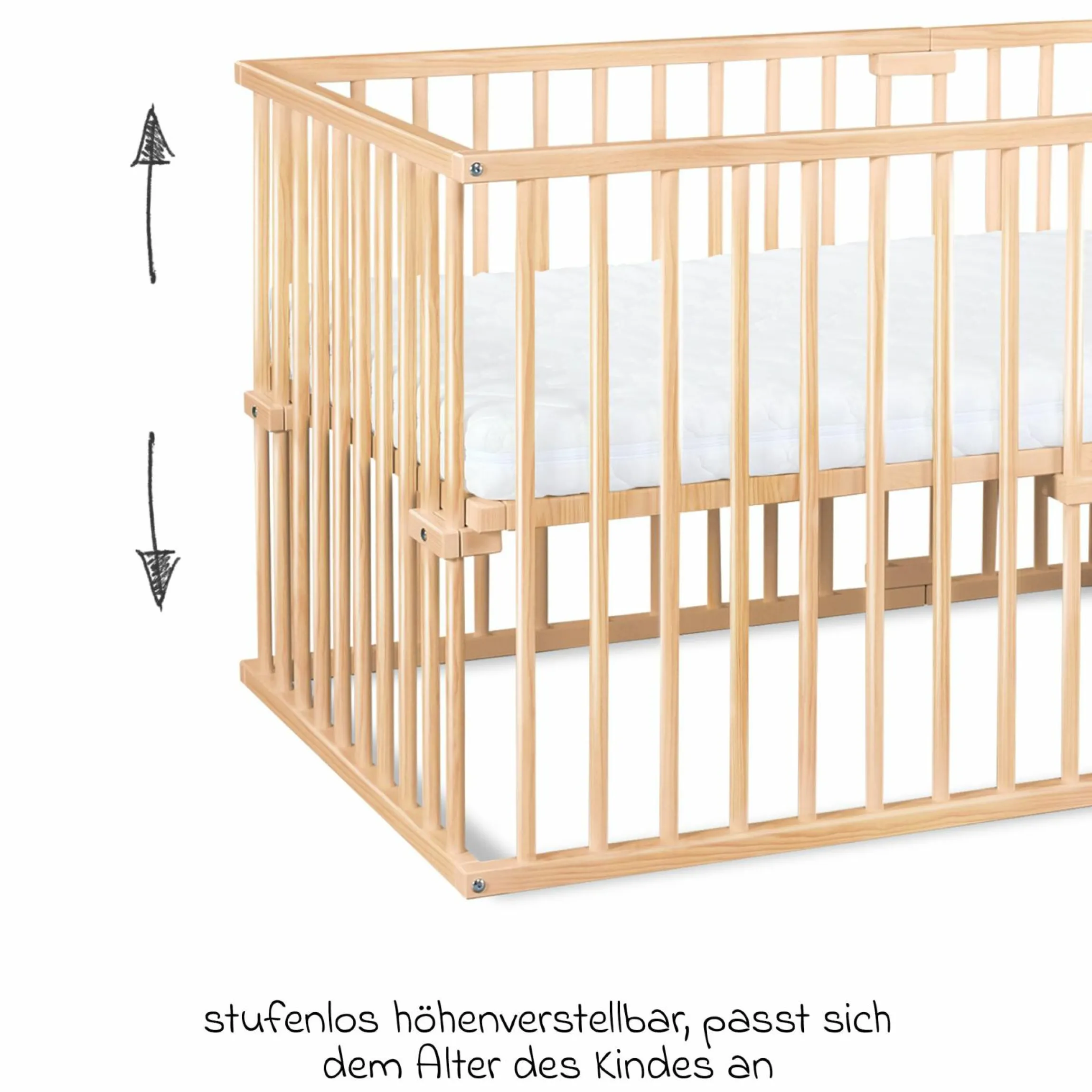 Kinderbettumbausatz für Beistellbett Original - Natur lackiert